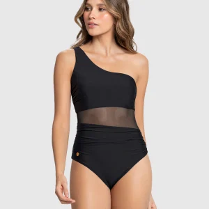 Traje de baño entero de un solo hombro con control de abdomen