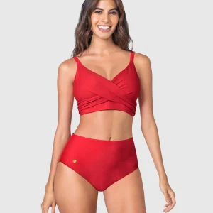 Bikini con calzón tiro alto y top de buen cubrimiento
