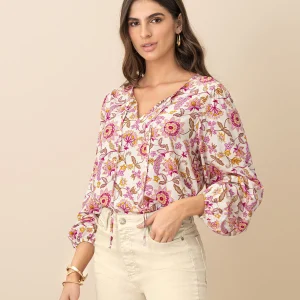 Blusa manga larga estampada para mujer
