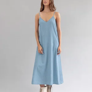 Vestido largo de tiritas y escote V en frente y espalda