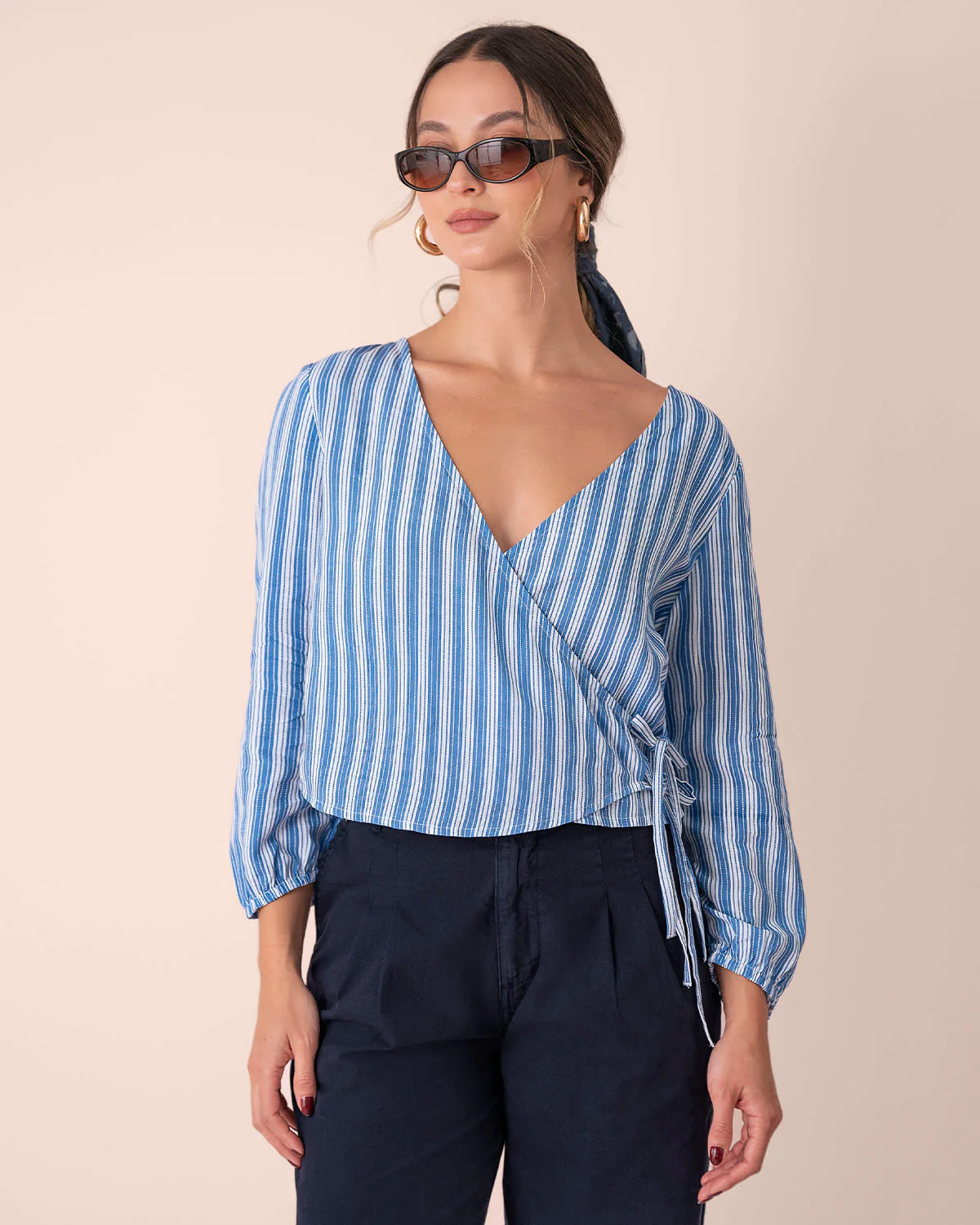 Blusa cruzada de mangas 3/4