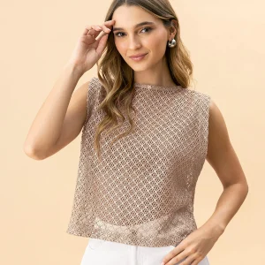 Chaleco manga sisa en tela con brillo